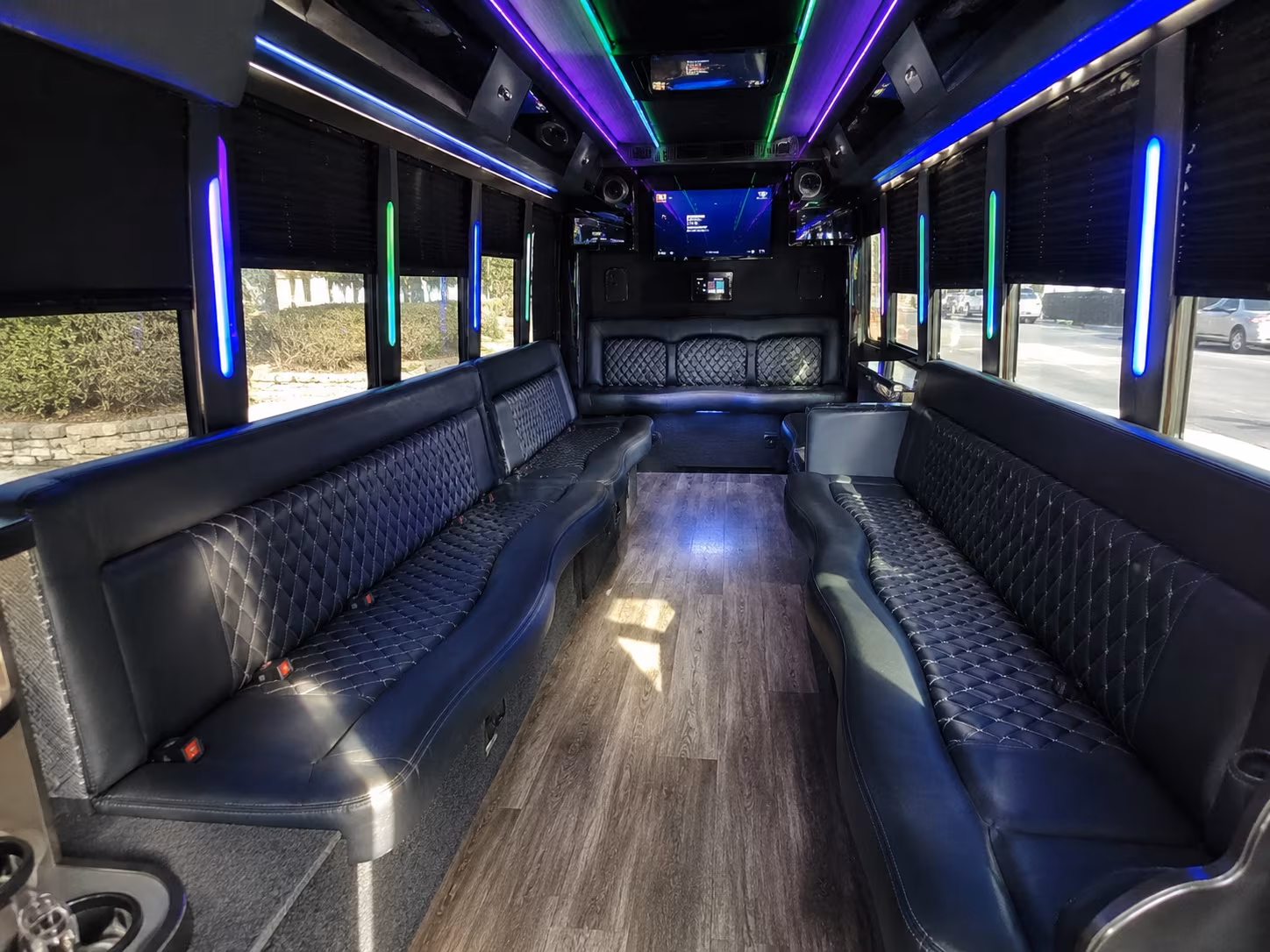 blaine 15 passenger party bus interior