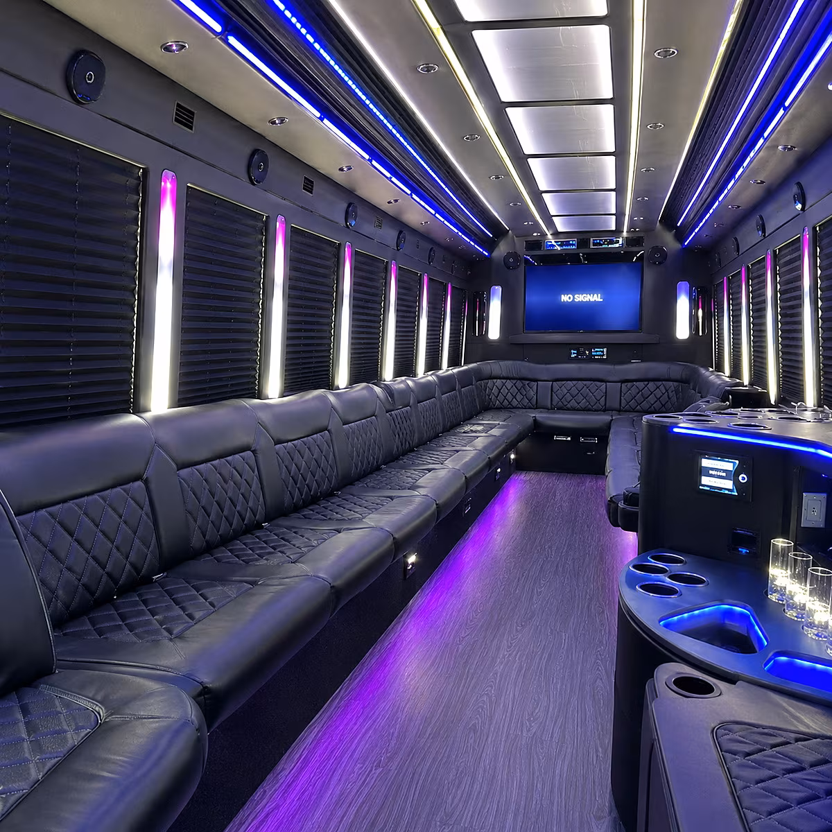 blaine 30 passenger party bus inside